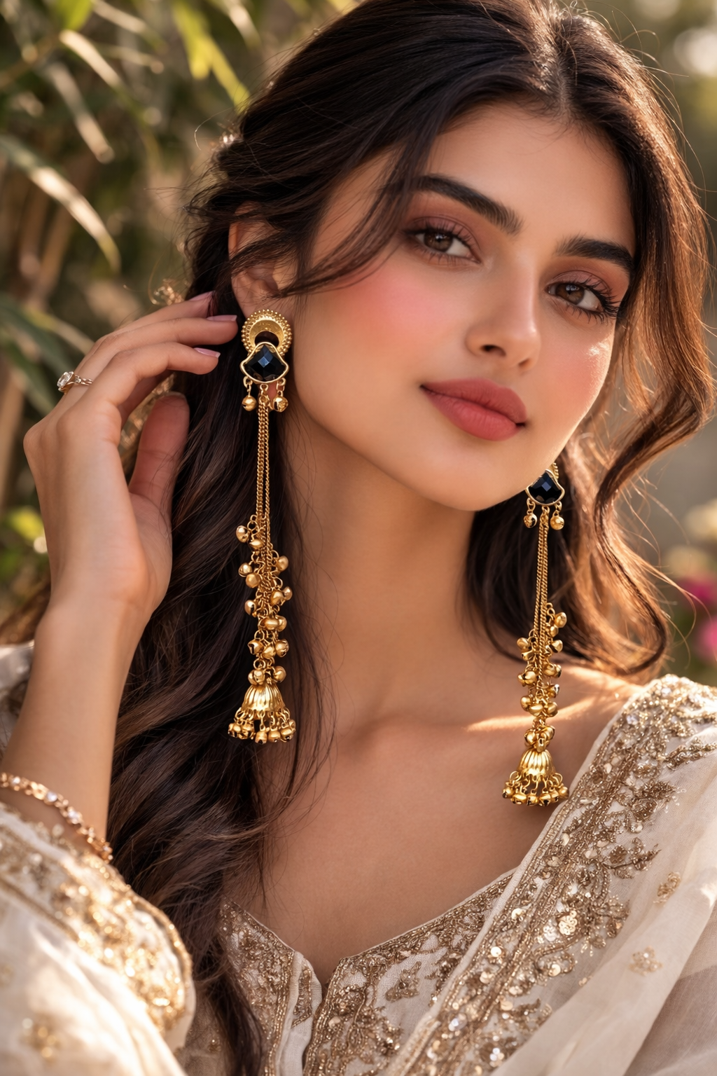 Kashmiri Jhumkay Black & White